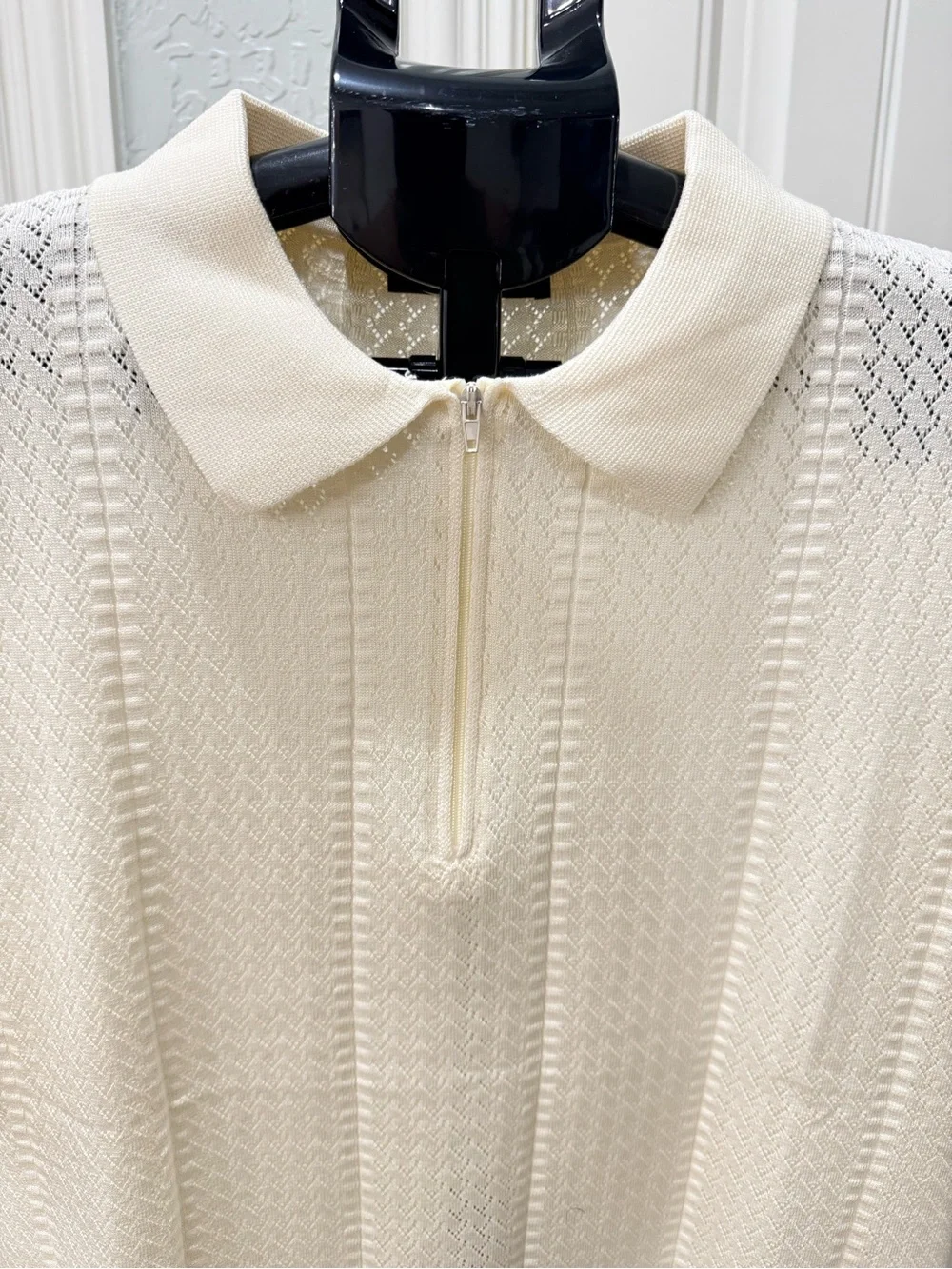 Louis Vuitton Cream Short Sleeve Zip-Front Knit Polo - Picture 2 of 7